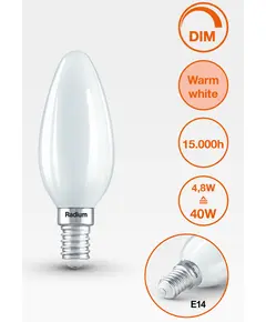 E14 4.8W 2700K Radium LED крушка Filament Матова Димируема 470lm B35 | Osvetlenieto.bg