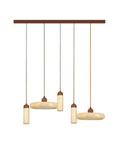 LED Полилей Zambelis 25451 PENDANT LED LINE LIGHT 44W 3000K+3xGU10 NATURAL STONE - BROWN WOOD | Osvetlenieto.bg