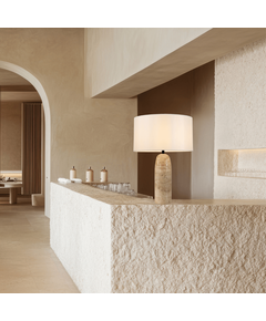 Настолна лампа Zambelis 25428 TABLE LIGHT 1xE27 NATURAL STONE WHITE SHADE | Osvetlenieto.bg
