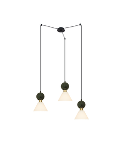 Полилей Zambelis 23250 PENDANT 3XE14 GREEN MARBLE - BRASS | Osvetlenieto.bg