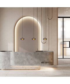 LED Полилей ZAMBELIS 25347 PENDANT LED LIGHT 9W 3000K SANDY BLACK BASE - SANDY BLACK SHADE - BRUSHED GOLD ELECTROPLATE | Osvetlenieto.bg