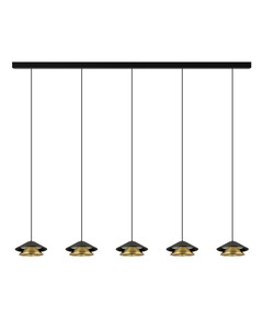 LED Полилей ZAMBELIS 25452 PENDANT LED LINE LIGHT 45W 3000K BLACK BASE - SANDY BLACK SHADE - BRUSHED GOLD ELECTROPLATE | Osvetlenieto.bg