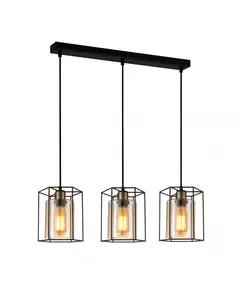 Полилей KALULA PND-78901-3-BK+AMB Italux 3xE27 | Osvetlenieto.bg