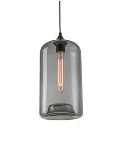 Винтидж полилей ZAMBELIS 14101 PENDANT 1L GLASS GREY 1xE27 | Osvetlenieto.bg