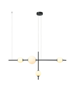 LED Полилей ZAMBELIS 20131 PENDANT LIGHT GLASS & METAL WHITE-BLACK 18W 3000K | Osvetlenieto.bg