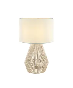 Настолна лампа ZAMBELIS 20235 TABLE LAMP HEMP ROPE &LINEN NATRUAL ON/OFF SWITCH 1xE27 | Osvetlenieto.bg