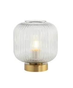 Настолна лампа ZAMBELIS 20250 TABLE LAMP GLASS BRASS ON/OFF SWITCH 1xE27 | Osvetlenieto.bg