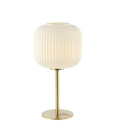 Настолна лампа ZAMBELIS 20252 TABLE LAMP GLASS MATERIAL WHITE & BRASS ON/OFF SWITCH | Osvetlenieto.bg