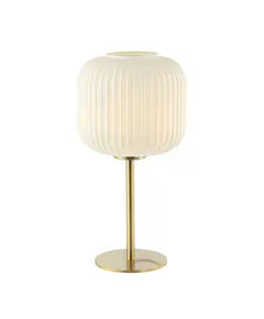 Настолна лампа ZAMBELIS 20252 TABLE LAMP GLASS MATERIAL WHITE & BRASS ON/OFF SWITCH | Osvetlenieto.bg
