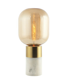 Настолна лампа ZAMBELIS 20253 TABLE LAMP GLASS AMBER-BRASS-WHITE ON/OFF SWITCH 1xE27 | Osvetlenieto.bg