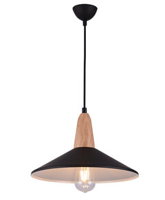 Пендел ZAMBELIS 180085 PENDANT LIGHT BLACK-WOOD 1xE27 | Osvetlenieto.bg