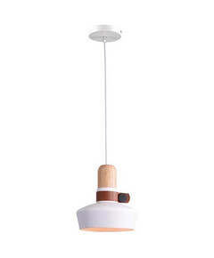 Пендел ZAMBELIS 1992 PENDANT LIGHT WHITE WOOD LEATHER 1xE27 | Osvetlenieto.bg