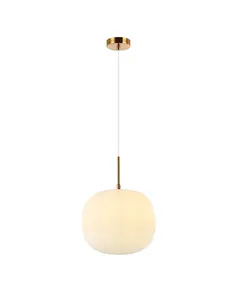 Пендел ZAMBELIS 20124 GLASS PENDANT LAMP FROST WHITE GLASS & ANCIENT BRASS 1XE27 | Osvetlenieto.bg