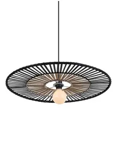 Полилей ZAMBELIS 19104 PENDANT LAMP BAMBOO BLACK 1xE27 | Osvetlenieto.bg