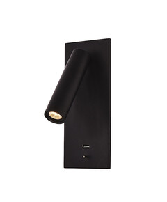 LED Аплик за вграждане ZAMBELIS H65  ALUMINUM & METALWITH USB MATT BLACK 3W 3000K | Osvetlenieto.bg