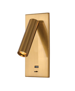 LED Аплик за вграждане ZAMBELIS H67 ALUMINUM & METALWITH USB BRUSHED BRASS 3W 3000K | Osvetlenieto.bg