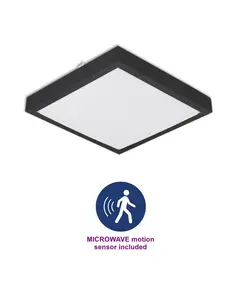 Черен плафон Solen квадрат MICROWAVE сензор за движение 2xE27 IP44 | Osvetlenieto.bg