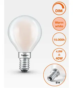 E14 3.4W 2700K Radium LED крушка Filament Матова Димируема 470lm P45 Mini-Ball CRI/Ra ≥90 | Osvetlenieto.bg