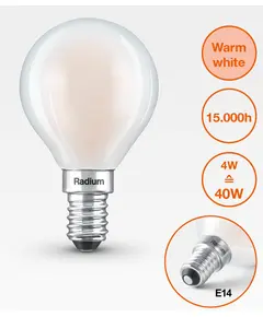 E14 4.2W 2700K Radium LED крушка Filament Матова 470lm P45 Mini-Ball | Osvetlenieto.bg