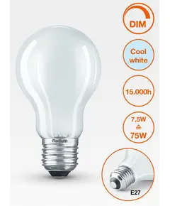 E27 7.8W 4000K Radium LED крушка Filament Матова Димируема 1055lm A60 | Osvetlenieto.bg