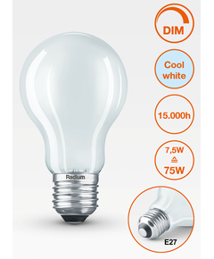 E27 7.8W 4000K Radium LED крушка Filament Матова Димируема 1055lm A60 | Osvetlenieto.bg