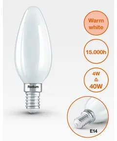 E14 4W 2700K Radium LED крушка Filament Матова 470lm B35 | Osvetlenieto.bg