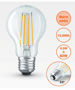 E27 6.5W 2700K Radium LED крушка Filament 806lm A60 | Osvetlenieto.bg