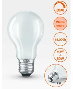 E27 6.5W 2700K Radium LED крушка Filament Матова Димируема 806lm A60 | Osvetlenieto.bg