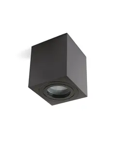 Квадратна черна луна за открит монтаж AQUARIUS SQUARE IP44 GU10 D8 H9.5cm | Osvetlenieto.bg