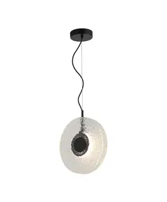 LED Полилей Zambelis 23073 PENDANT LED LIGHT 8W 3000K METAL-GLASS, BLACK-CLEAR GLASS | Osvetlenieto.bg