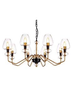 Полилей Armand 8xE14 Aged Brass Plated & Charcoal Black Paint Elstead Lighting DL-ARMAND8-AB | Osvetlenieto.bg