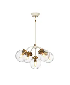 Полилей Cosmos 5xE14 Cream Painted and Aged Brass Elstead Lighting DL-COSMOS5 | Osvetlenieto.bg