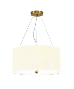 Полилей Pearce18 3xE27 Aged Brass Ceiling Pan Aged Brass Ivory Shade Designer's Lightbox DL-PEARCE18-3LT-IV-AB | Osvetlenieto.bg