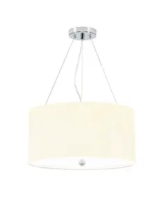 Полилей Pearce18 3xE27 Polished Chrome Ceiling Pan Polished Chrome Ivory Shade Designer's Lightbox DL-PEARCE18-3LT-IV-PC | Osvetlenieto.bg