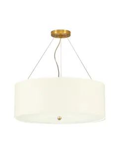 Полилей Pearce22 5xE27 Aged Brass Ceiling Pan Aged Brass Ivory Shade Designer's Lightbox DL-PEARCE22-5LT-IV-AB | Osvetlenieto.bg