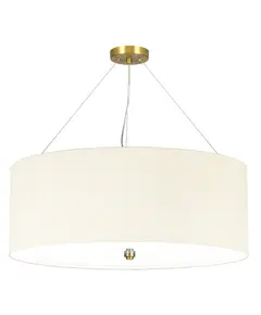 Полилей Pearce26 5xE27 Aged Brass Ceiling Pan Aged Brass Ivory Shade Designer's Lightbox DL-PEARCE26-5LT-IV-AB | Osvetlenieto.bg