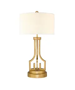 Настолна лампа Lemuria 1xE27 Gilded Nola Distressed Gold Ivory Shade Gilded Nola GN-LEMURIA-TL | Osvetlenieto.bg
