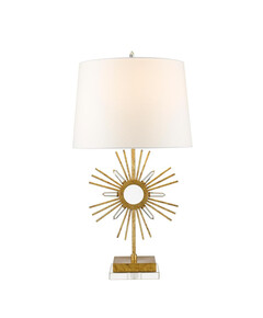 Настолна лампа Sun King 1xE27 Distressed Gold Cream Shade Gilded Nola GN-SUN-KING-TL | Osvetlenieto.bg