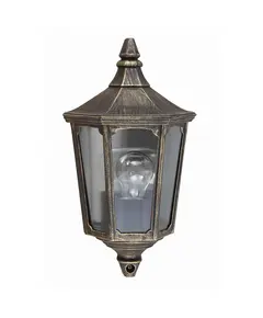 Външен аплик Cricklade 1xE27 Half Lantern Black Gold Garden Zone GZH-CKL7 | Osvetlenieto.bg
