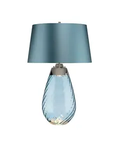 Настолна лампа Lena 2 Light Large Blue-tinted Glass  Duck Egg Blue Shade Elstead Lighting LENA-TL-L-BLUE | Osvetlenieto.bg
