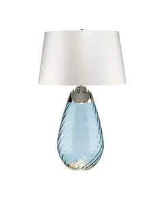 Настолна лампа Lena 2 Light Large Blue-tinted Glass  Off-White Shade Elstead Lighting LENA-TL-L-BLUE-OWSS | Osvetlenieto.bg
