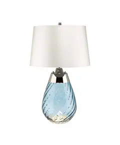 Настолна лампа Lena 2 Light Small Blue-tinted Glass  Off-White Shade Elstead Lighting LENA-TL-S-BLUE-OWSS | Osvetlenieto.bg
