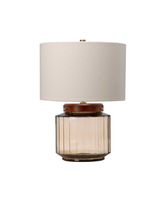 Настолна лампа Luga 1xE27 Metalwork Aged Brass - Glassware Smoke - Wood Dark Stained Elstead Lighting LUGA-TL-SMOKE | Osvetlenieto.bg