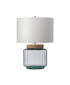 Настолна лампа Luga 1xE27 Metalwork Polished Nickel - Glassware Clear Natural - Wood Light Elstead Lighting LUGA-TL-NATURAL | Osvetlenieto.bg