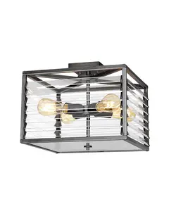 Плафон Louvre 4xE27 Painted Gunmetal Elstead Lighting LOUVRE-4F | Osvetlenieto.bg