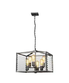 Полилей Louvre 6xE27 Painted Gunmetal Elstead Lighting LOUVRE-6P | Osvetlenieto.bg