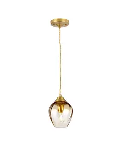 Пендел Tiber 1xE27 Brushed Brass Amber Glass Elstead Lighting TIBER-P-AMBER | Osvetlenieto.bg