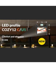 Черен LED профил COZY12 C/U1 2000 открит монтаж | Osvetlenieto.bg