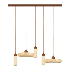 LED Полилей Zambelis 25451 PENDANT LED LINE LIGHT 44W 3000K+3xGU10 NATURAL STONE - BROWN WOOD | Osvetlenieto.bg