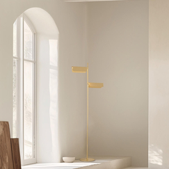LED Лампион ZAMBELIS 25194 FLOOR LED LIGHT 12W 3000K BRUSHED GOLD MOVABLE LIGHT DEFLECTORS STEP DIMMING | Osvetlenieto.bg